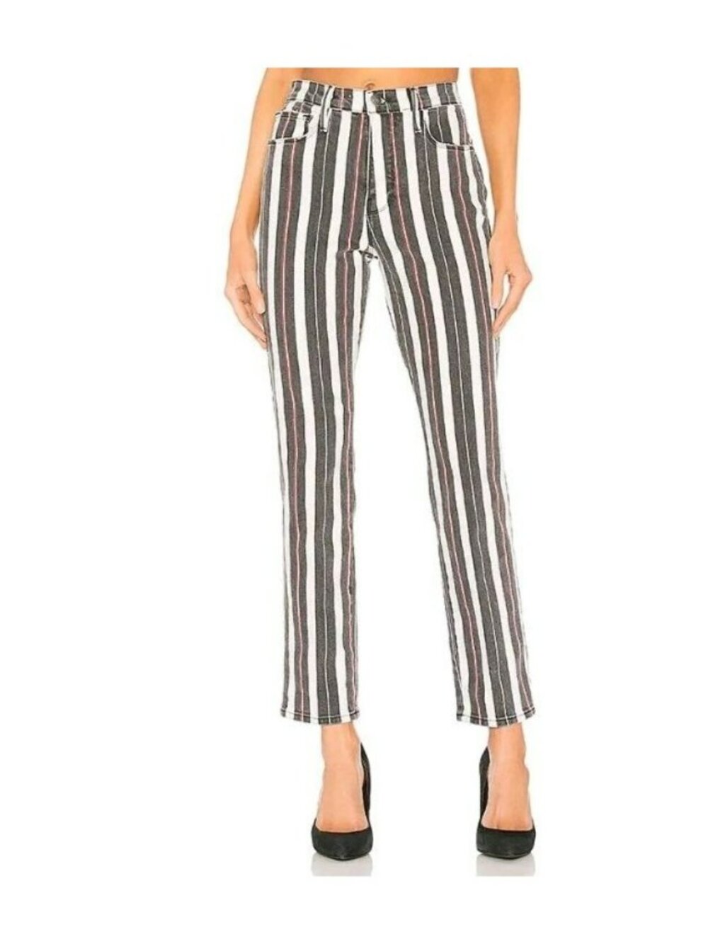 Frame Le Sylvie Slender Straight Striped Jeans Sz 28 Cotton/Elastane Made In USA